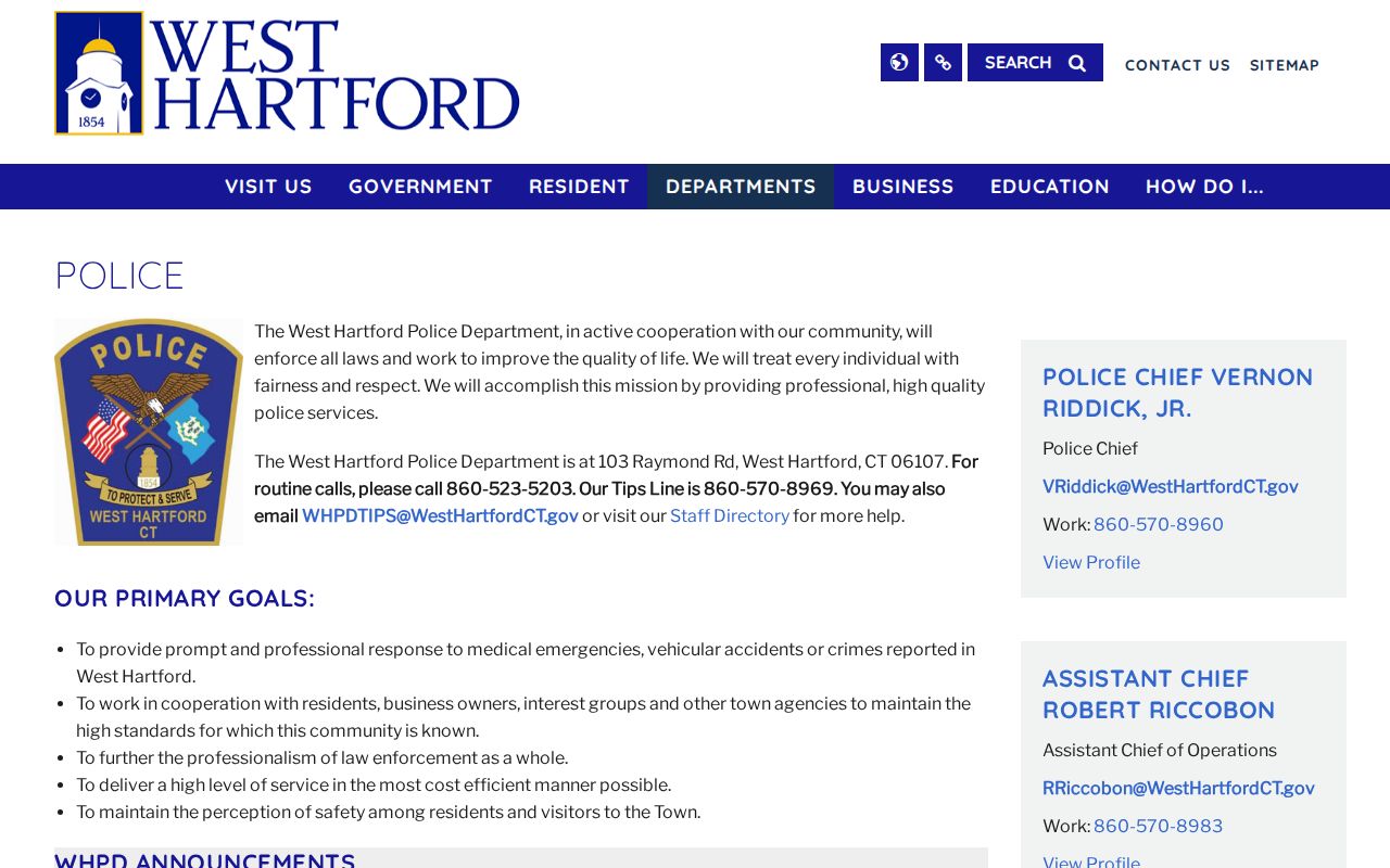 West Hartford Police official arrest information and release source