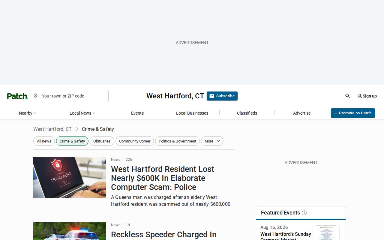 West Hartford crime news in the Patch Police and Fire section